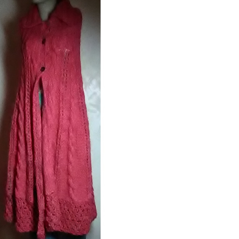 Heavy Red Knit Cape One Size
